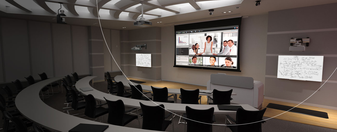 A motion tracking camera for lecture capture is only part of this large classroom solution for hybrid learning. 